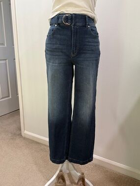 White House Black Market Dark Blue Wide-leg Cropped Everyday Soft Jeans